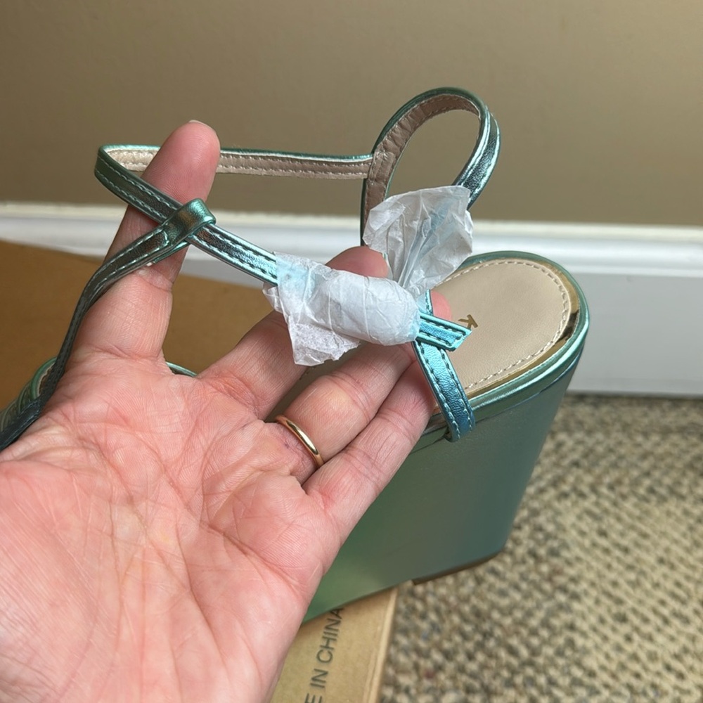 NWOT - Kenneth Cole New York, Celia Platform Wedges, Ocean Blue/Green, 6.5 - Picture 8 of 16